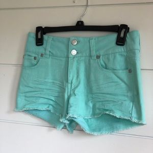 Turquoise High waist jean shorts